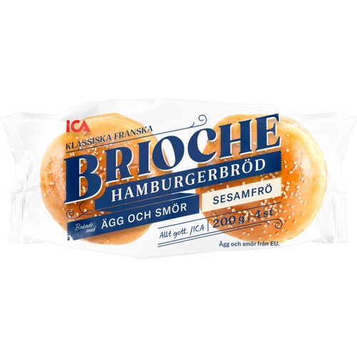 Brioche Hamburgerbröd Sesam 4-p 200g ICA