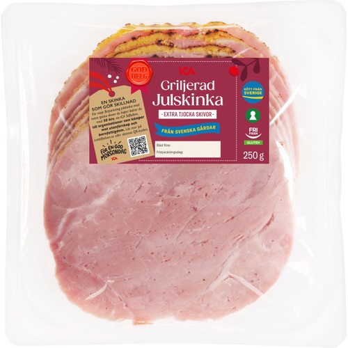 Julskinka Griljerad Skivad Extra Tjocka Skivor Glutenfri 250g ICA