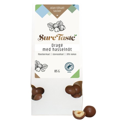 Drage Mjölkchoklad med Hasselnöt 85g Sure Taste