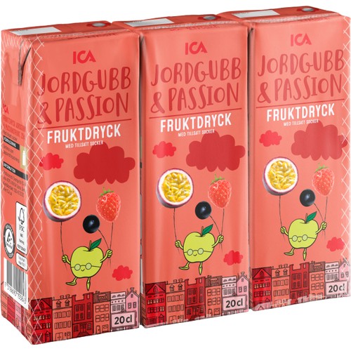 Fruktdryck Jordgubb&Passion 3-p 60cl ICA