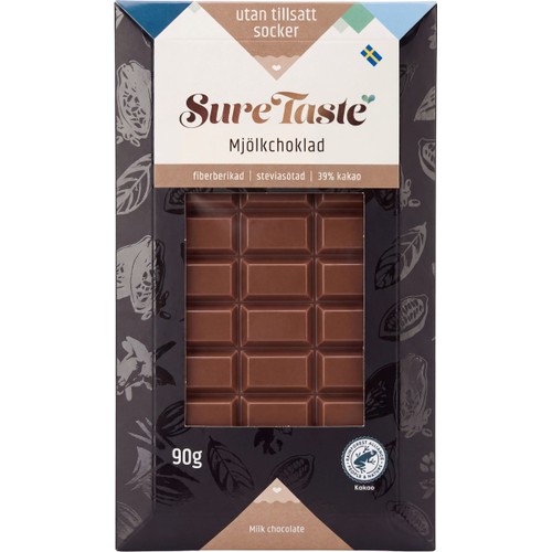 Mjölkchoklad Utan Tillsatt Socker 90g SureTaste