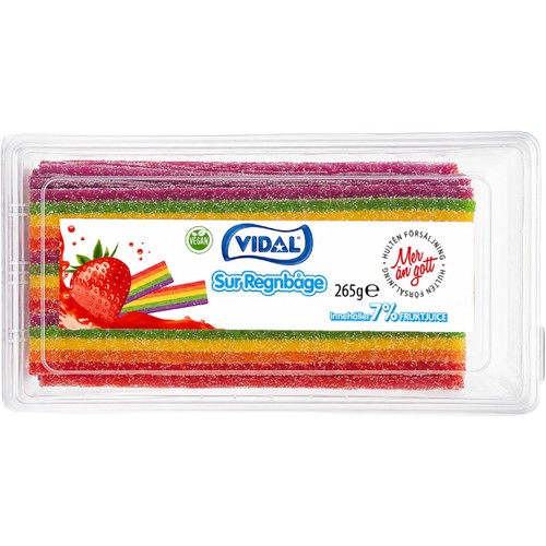 Godis Sur Regnbåge Sura Mattor Jordgubbssmak 265g Vidal