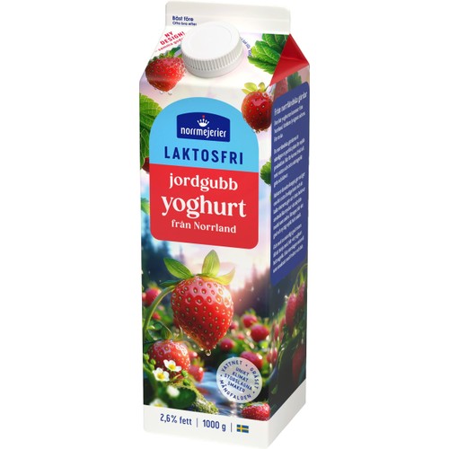 Fruktyoghurt Jordgubb Laktosfri 2,6% 1000g Norrmejerier