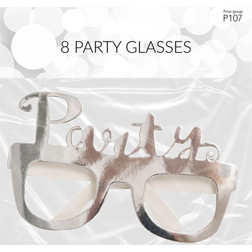 Partyglasögon Silver 8-pack Happy Party