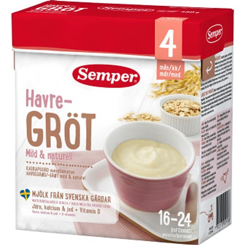 Havregröt Mild & naturell Från 4m 16 port 480g Semper