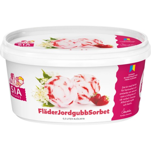 Fläder & jordgubbssorbet 500ml Sia Glass