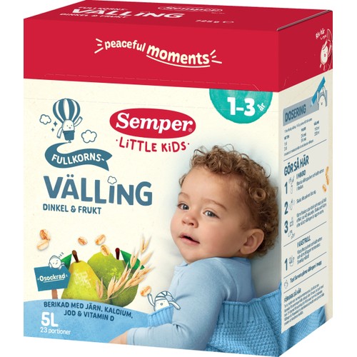 Fullkornsvälling dinkel & frukt 1år 23p 5l Semper