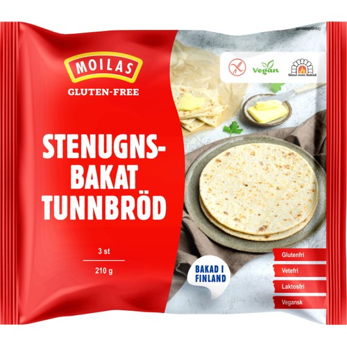 Stenugnsbakat tunnbröd Glutenfri 210g Moilas
