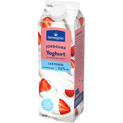 Fruktyoghurt Jordgubb 2,6% laktosfri 1000g Norrmejerier
