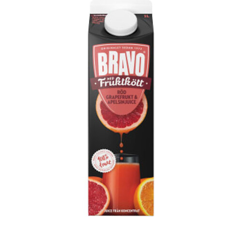 Juice Apelsin Röd Grape med fruktkött 1l Bravo