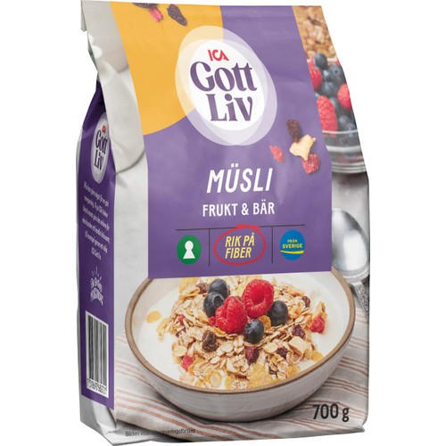 Müsli Frukt & bär 700g ICA Gott Liv