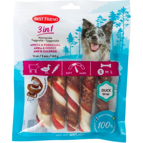 Hundtugg 3in1 Tuggben Anka&Morot 5st 160g Best friend