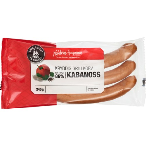 Kabanoss Kryddig Grillkorv 240g Nyhléns Hugosons