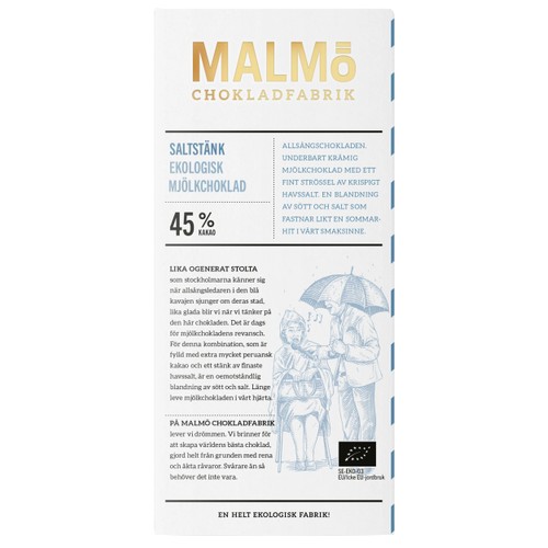 Chokladkaka Mörk Choklad Saltstänk 45% 80g Malmö Chokladfabrik