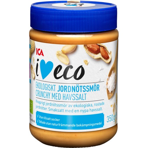 Jordnötssmör Crunchy med havssalt 350g KRAV ICA I love eco
