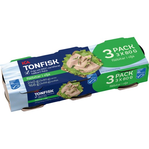 Tonfisk i olja 3x80g 240g ICA