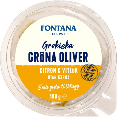 Oliver Grekiska Gröna Citron Vitlök 100g Fontana