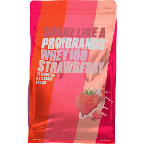 Proteinpulver Whey100 Jordgubb 900g PROBRANDS