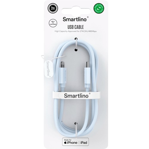USB-C till Lightning 2m blå Smartline