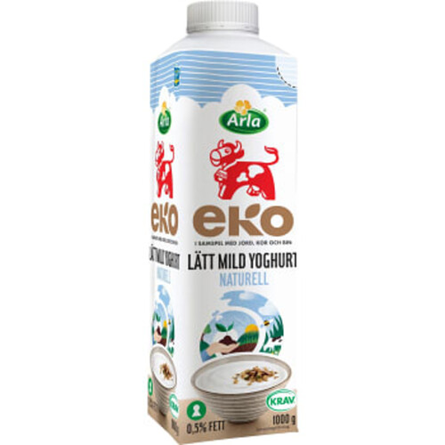 Lättyoghurt Mild Naturell Ekologisk 0,5% 1000g Arla Ko®