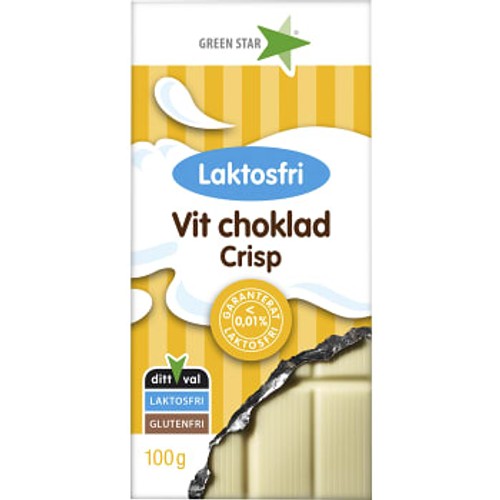 Chokladkaka Vit chokladcrisp Laktosfri 100g Greenstar