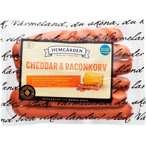 Korv Cheddar & Bacon 300g Hemgården