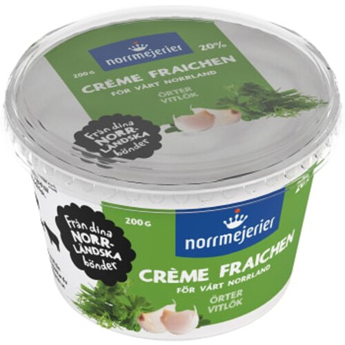 Crème fraichen Örter Vitlök 20% 200g Norrmejerier