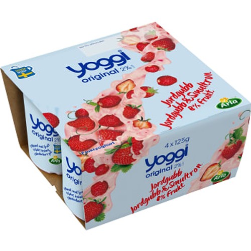 Yoghurt Original Jordgubb & smultron 2% 125g 4-p Yoggi