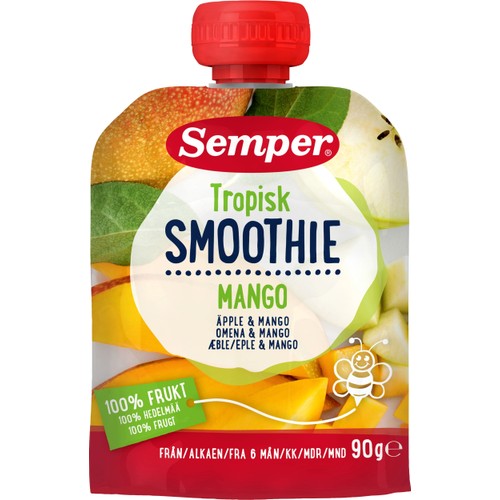 Smoothie tropisk Äpple & mango Från 6m 90g Semper