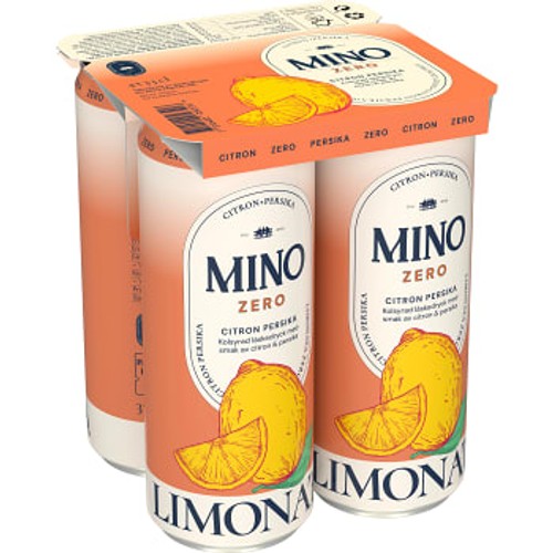 Läsk Zero Citron Persika 4-pack 33cl Mino