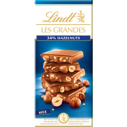 Chokladkaka LES GRANDES Mjölkchoklad Hasselnöt 150g Lindt