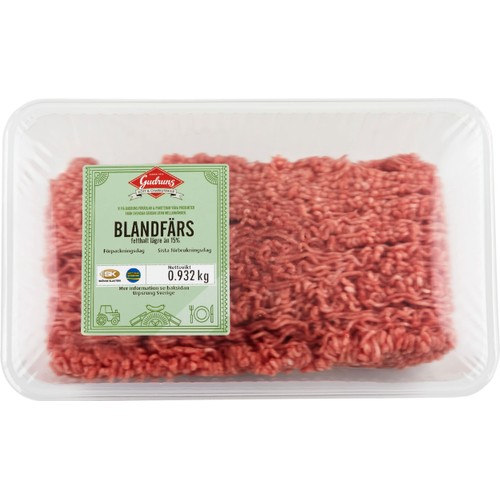 Blandfärs 50% fläskkött, 50% nötkött ca 1kg Skövde slakteri