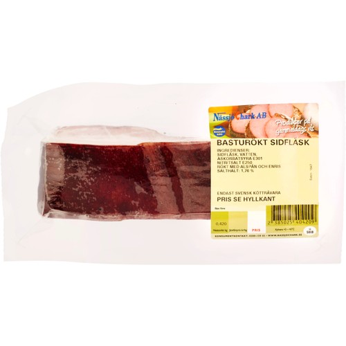 Basturökt sidfläsk ca 420g Nässjö chark