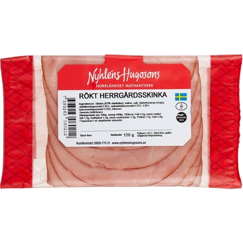 Rökt gårdsskinka i skivor 120g Nyhléns hugosons