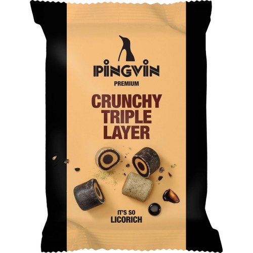 Godispåse Crunchy Triple Layer Lakrits 90g Pingvin
