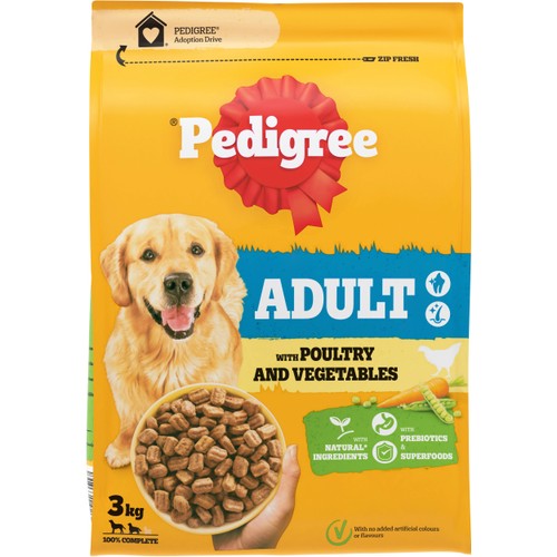 Hundmat Adult Fågel med fjäderfä och grönsaker 3000 Gram Pedigree