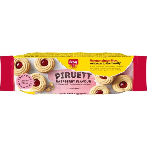 Piruett Rasberry hallonfyllda kex glutenfri 110g Schär