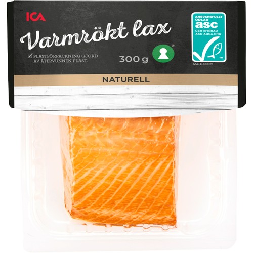 Lax Färsk Varmrökt i bit Naturell 300g Miljömärkt ICA
