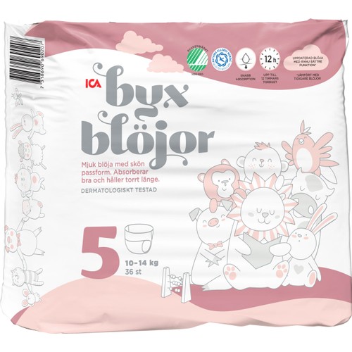 Byxblöjor Strl 5 10-14kg 36-p ICA