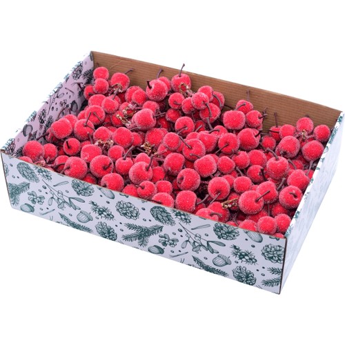 Äpple 2cm, röd i knippe Festive