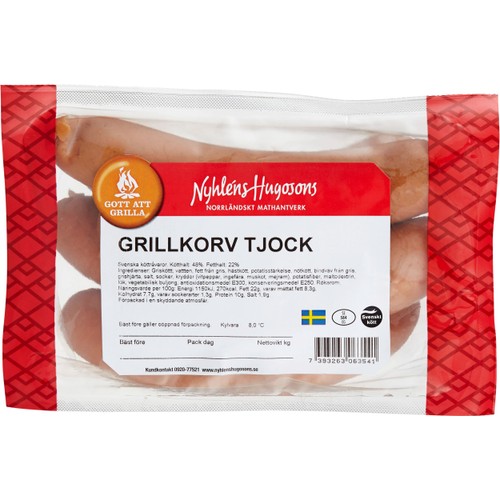 Grillkorv Tjock 500g Nyhléns Hugosons