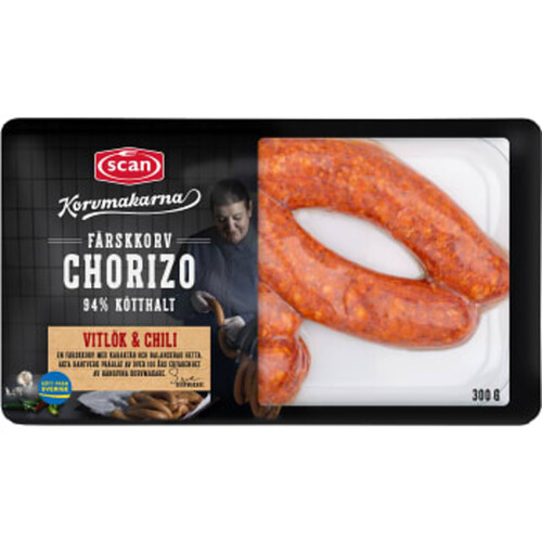 Färskkorv Chorizo 94% Kötthalt 300g Scan
