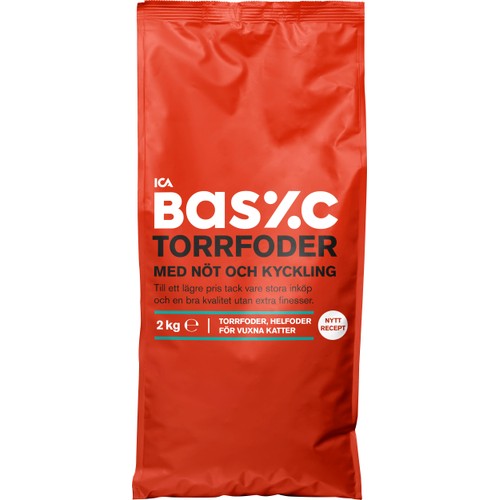 Kattmat Torrfoder Nöt & Kyckling 2kg ICA Basic