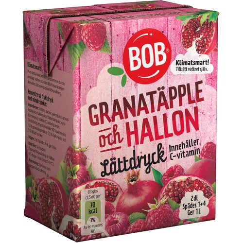 Lättdryck Granatäpple & hallon Koncentrat 2dl BOB