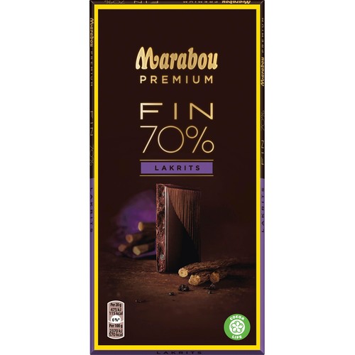 Chokladkaka Premium 70% kakao Saltlakrits 100g Marabou