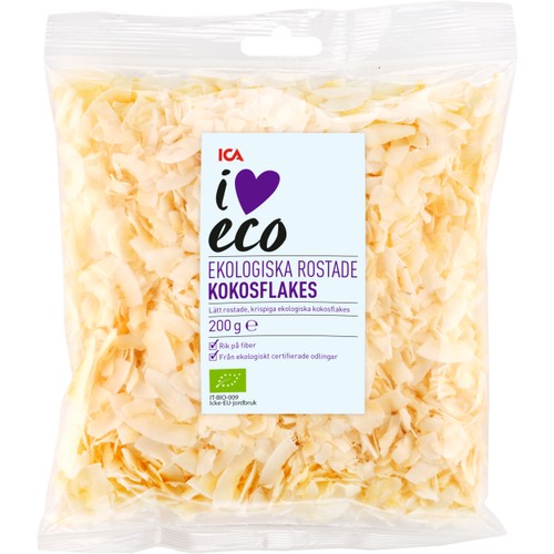 Kokosflakes Ekologiska rostade 200g ICA I love eco