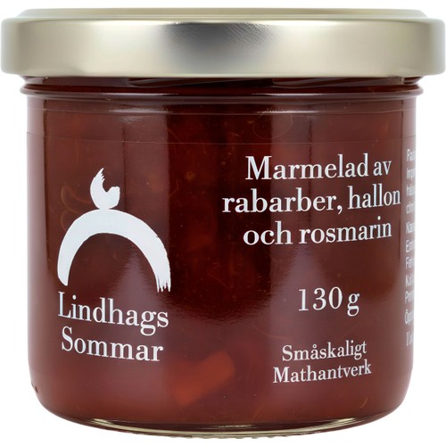 Marmelad Sommar Av Rabarber, Hallon Och Rosmarin 130g Lindhags