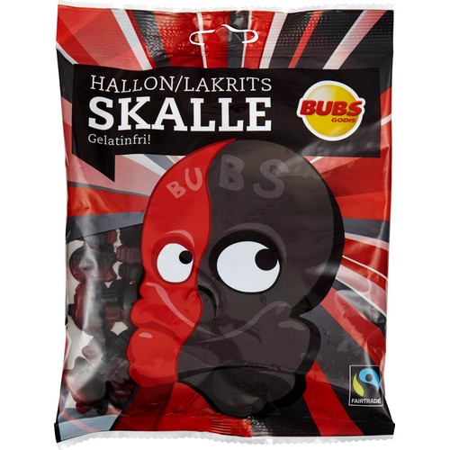 Hallon och lakritsskalle 190g Fairtrade Bubs