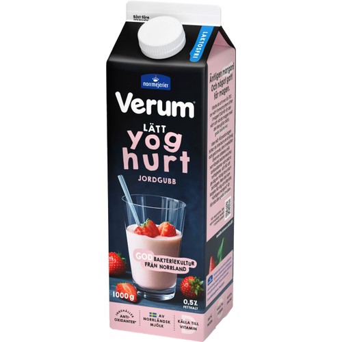 Lättyoghurt Jordgubb Laktosfri 0,5% 1000g Verum®