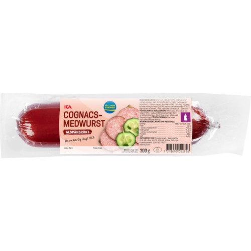 Cognacsmedwurst Alspånsrökt 300g ICA